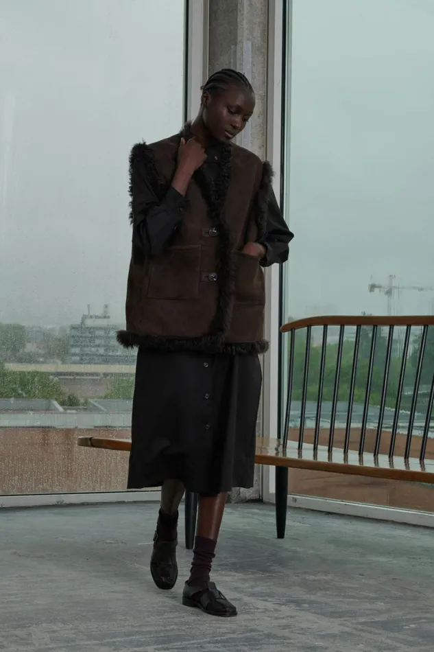 Women VALFREDO WAISTCOAT Brown Soeur Jackets and Coats