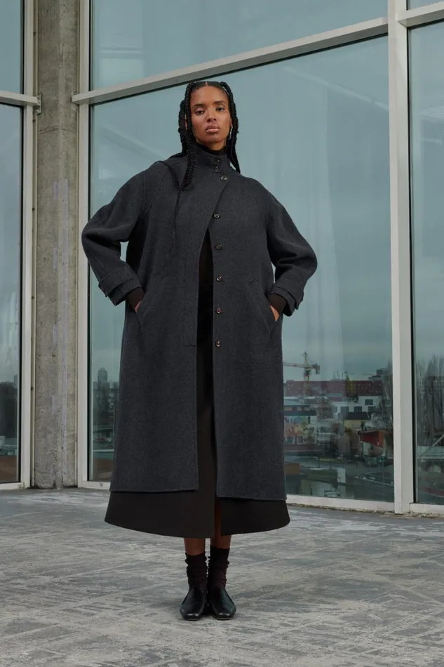 Women VANCOUVER COAT Dark Mottled Grey Soeur Jackets and Coats