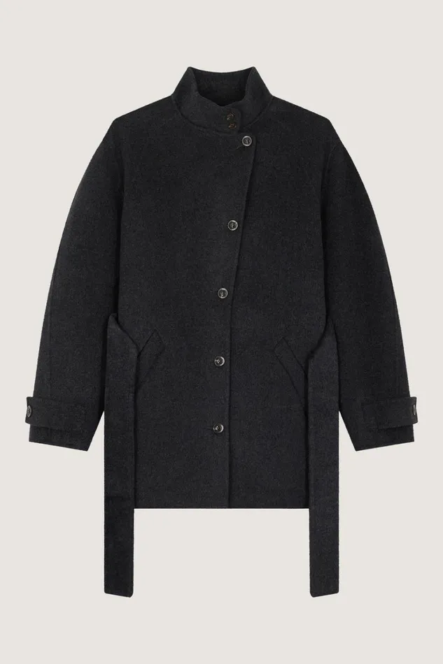 Women VILLENEUVE COAT Dark Mottled Grey Soeur Jackets and Coats