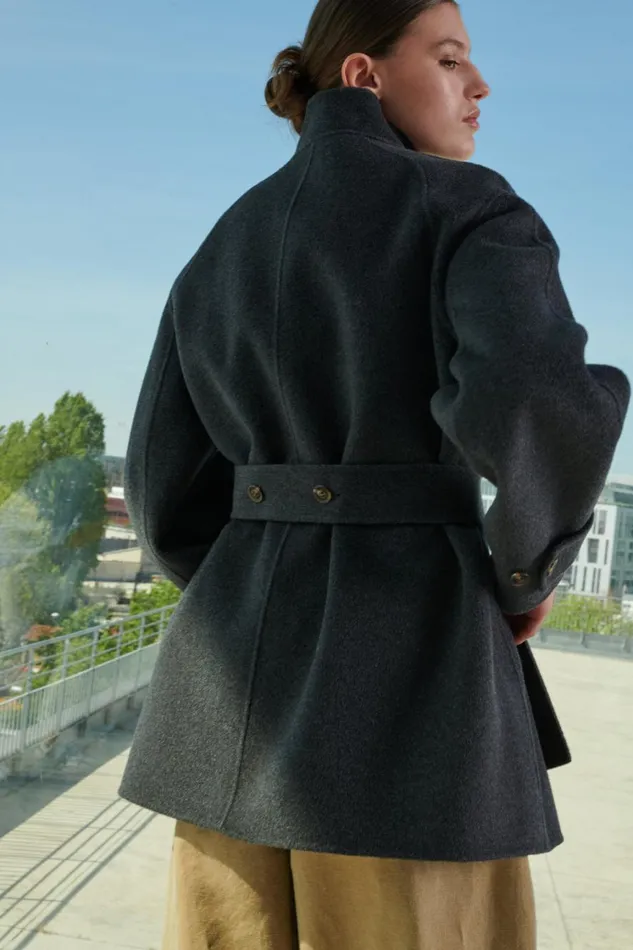 Women VILLENEUVE COAT Dark Mottled Grey Soeur Jackets and Coats