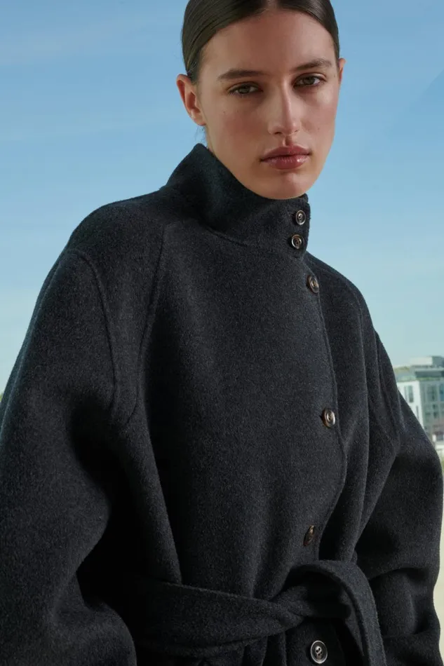 Women VILLENEUVE COAT Dark Mottled Grey Soeur Jackets and Coats