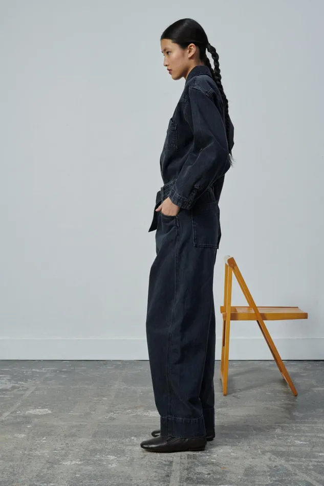Women VOLAGE JEANS Washed Black Denim Soeur Trousers
