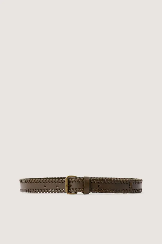 Women WAVY BELT Dark Khaki Soeur Belts