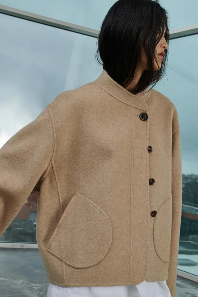 Women WINDSOR COAT Mottled Beige Soeur Jackets and Coats