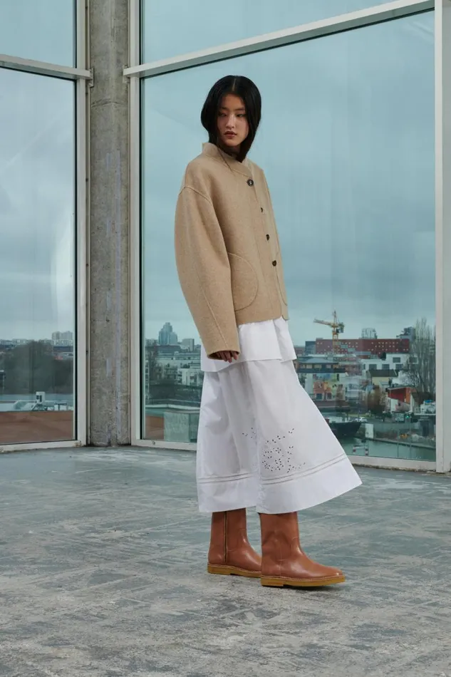 Women WINDSOR COAT Mottled Beige Soeur Jackets and Coats
