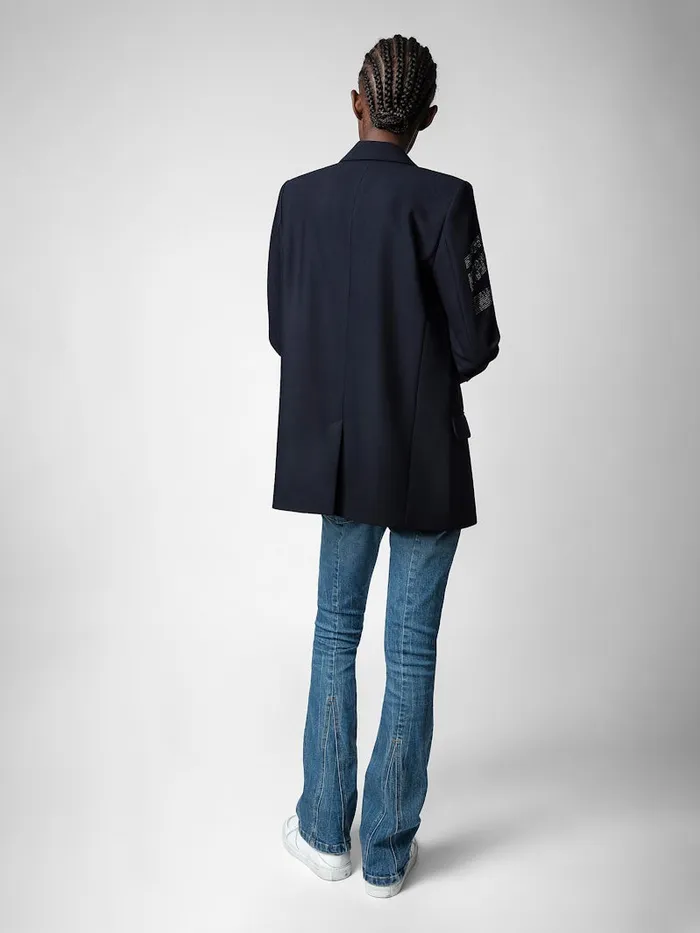Women Zadig and Voltaire Blazers Viva Arrow Strass Blazer Ink Women Zadig and Voltaire Blazers Viva Arrow Strass Blazer Ink