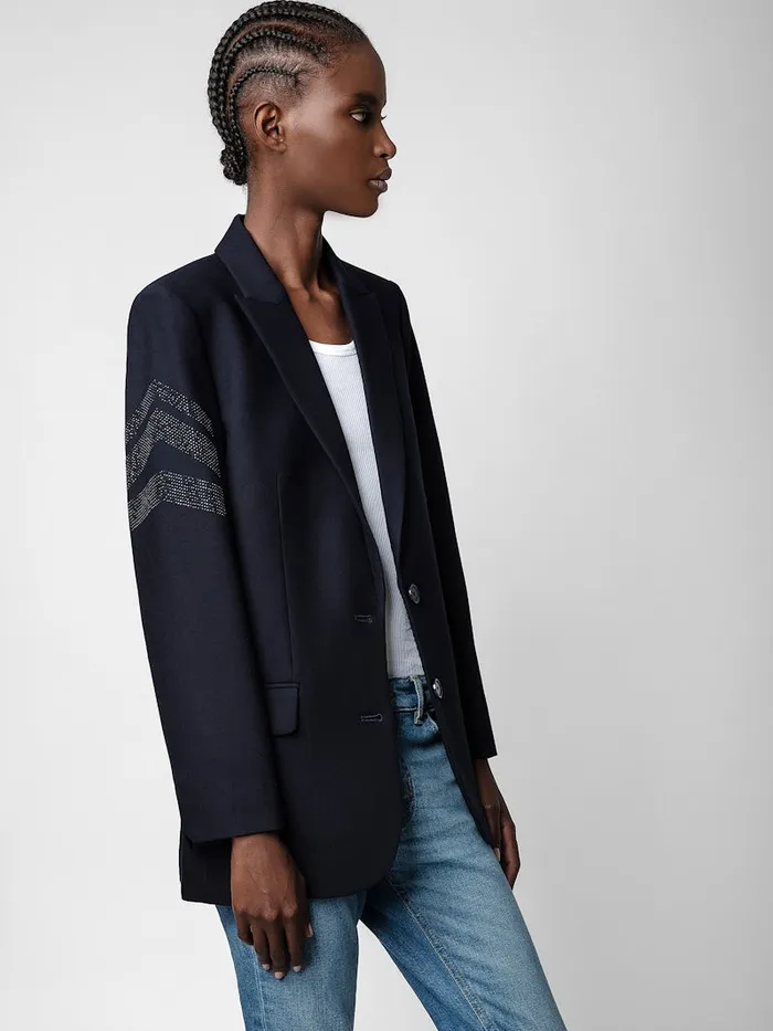 Women Zadig and Voltaire Blazers Viva Arrow Strass Blazer Ink Women Zadig and Voltaire Blazers Viva Arrow Strass Blazer Ink