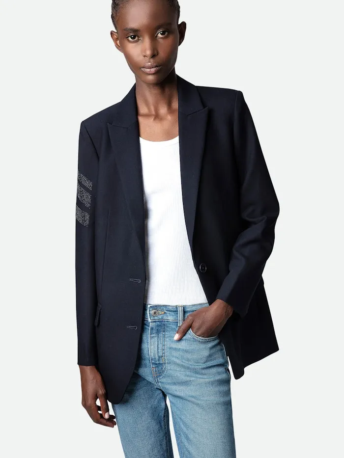 Women Zadig and Voltaire Blazers Viva Arrow Strass Blazer Ink Women Zadig and Voltaire Blazers Viva Arrow Strass Blazer Ink