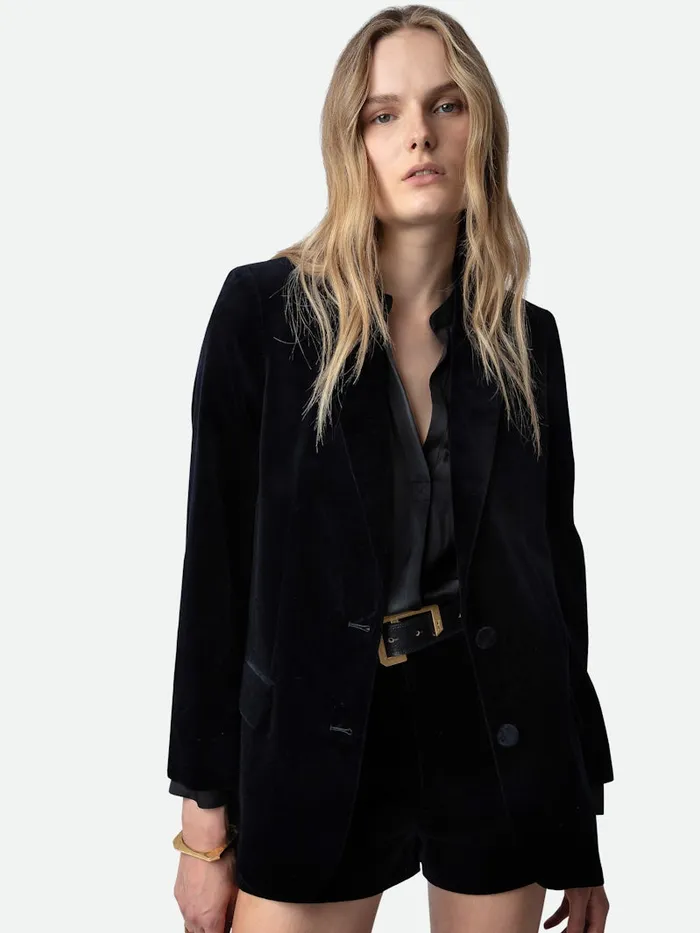 Women Zadig and Voltaire Blazers Viva Velvet Blazer Encre