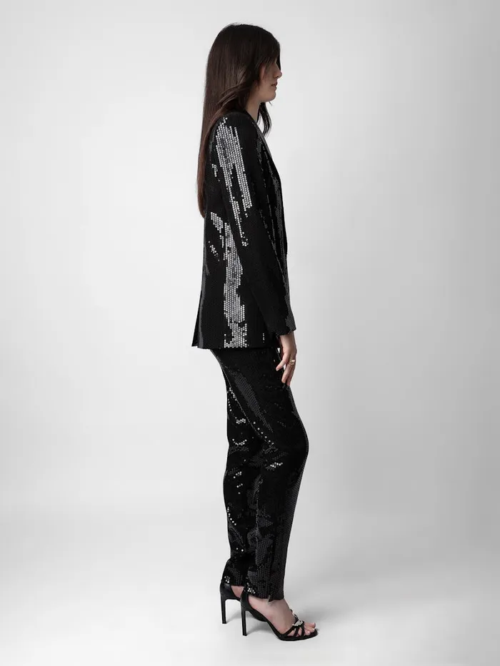 Women Zadig and Voltaire Blazers Vive Sequin Blazer Black