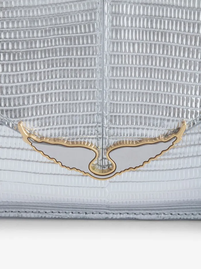 Women Zadig and Voltaire Clutches Borderline Embossed Metallic Clutch Silver