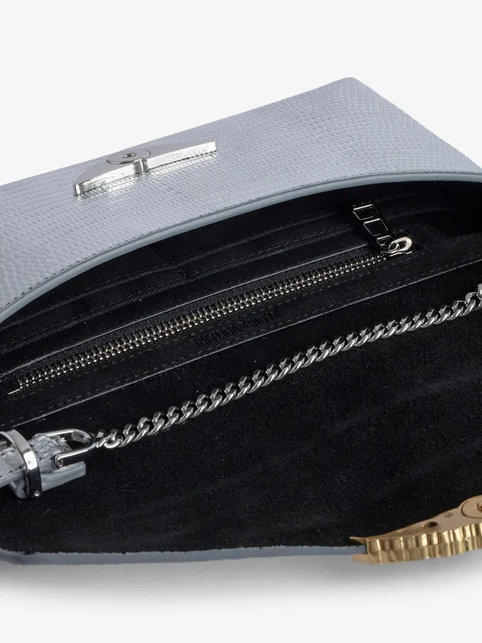 Women Zadig and Voltaire Clutches Borderline Embossed Metallic Clutch Silver