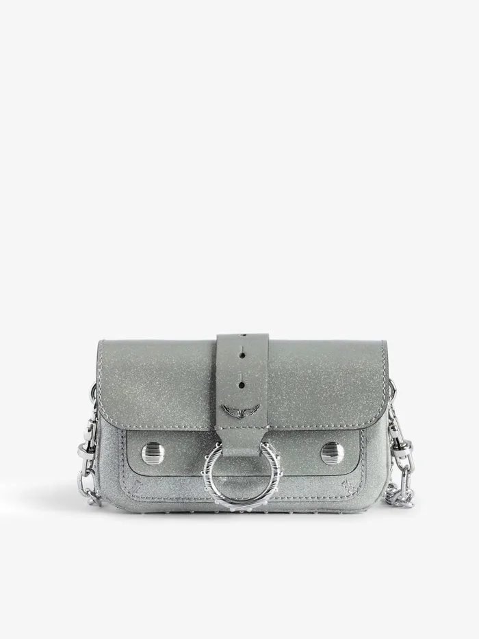 Women Zadig and Voltaire Clutches Kate Metallic Wallet Bag Silver