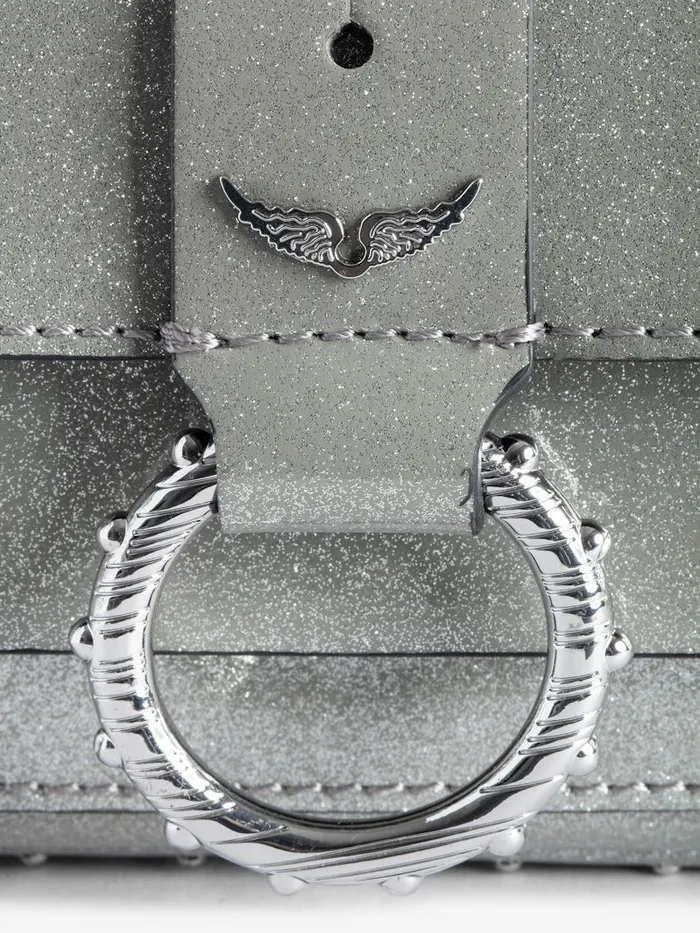 Women Zadig and Voltaire Clutches Kate Metallic Wallet Bag Silver
