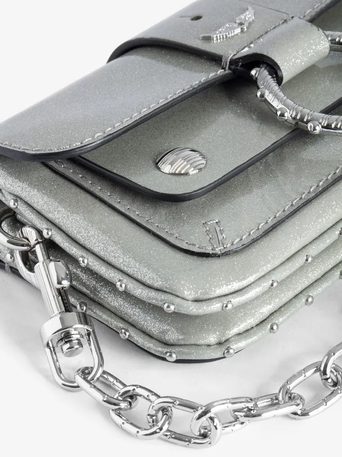 Women Zadig and Voltaire Clutches Kate Metallic Wallet Bag Silver