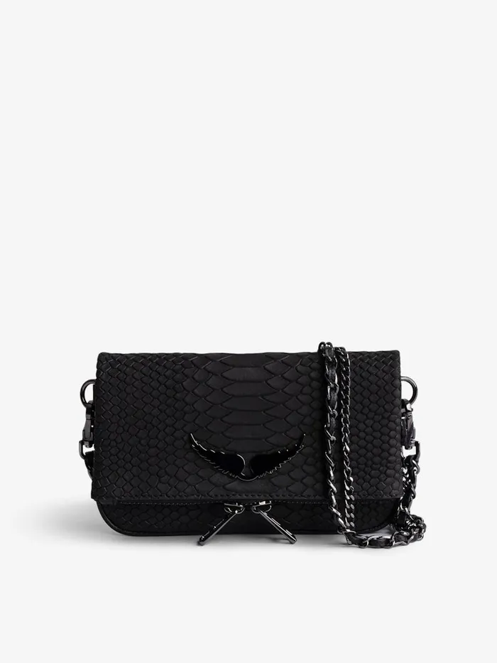 Women Zadig and Voltaire Clutches Nano Soft Savage Rock Clutch Black