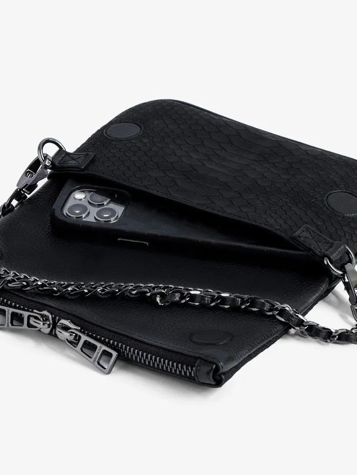 Women Zadig and Voltaire Clutches Nano Soft Savage Rock Clutch Black