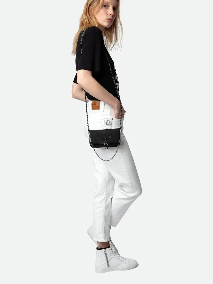 Women Zadig and Voltaire Clutches Nano Soft Savage Rock Clutch Black