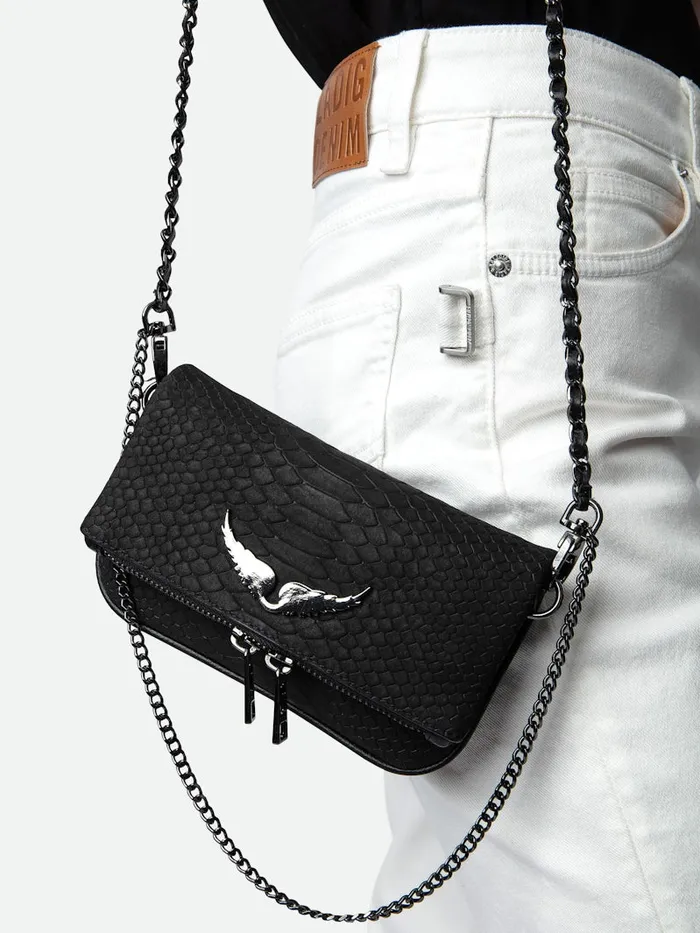 Women Zadig and Voltaire Clutches Nano Soft Savage Rock Clutch Black
