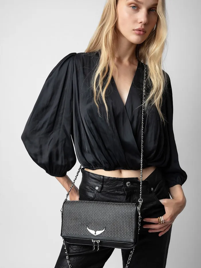 Women Zadig and Voltaire Clutches Rock Dotted Swiss Clutch Black