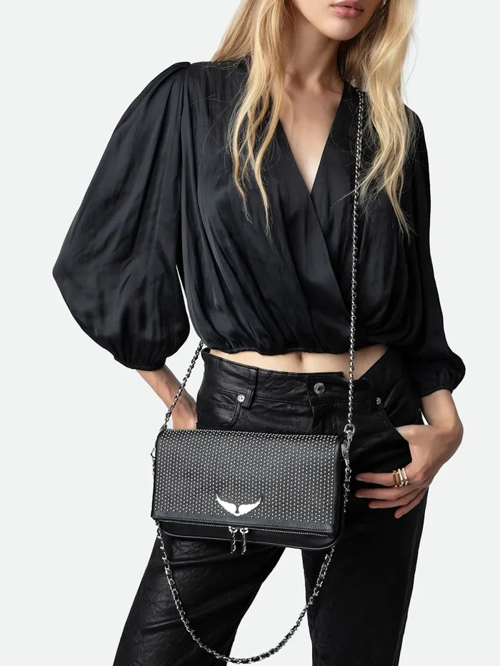 Women Zadig and Voltaire Clutches Rock Dotted Swiss Clutch Black