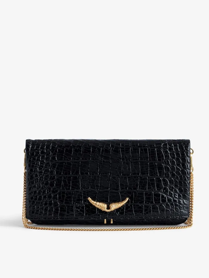 Women Zadig and Voltaire Clutches Rock Embossed Clutch Black