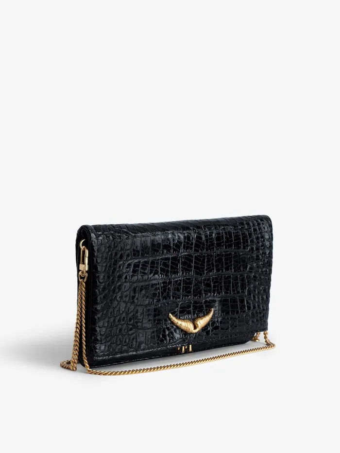 Women Zadig and Voltaire Clutches Rock Embossed Clutch Black