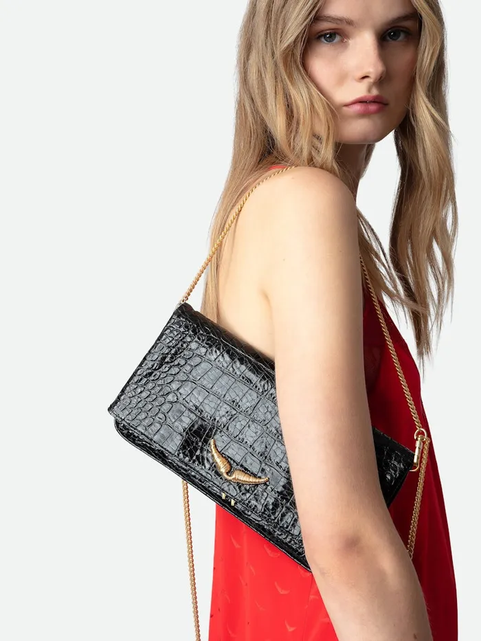 Women Zadig and Voltaire Clutches Rock Embossed Clutch Black