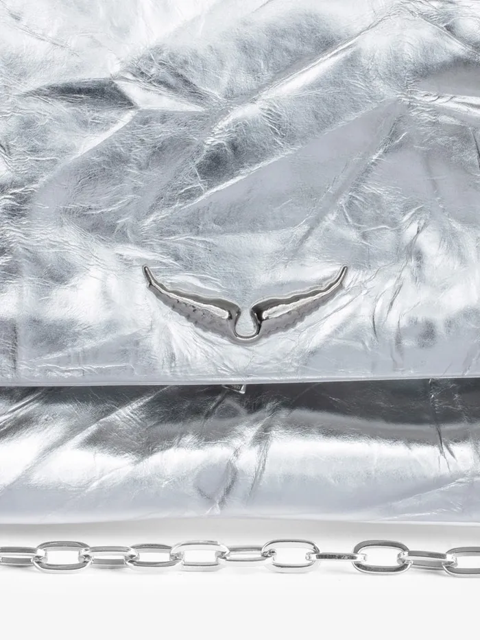 Women Zadig and Voltaire Clutches Rock Eternal XL Metallic Clutch Silver