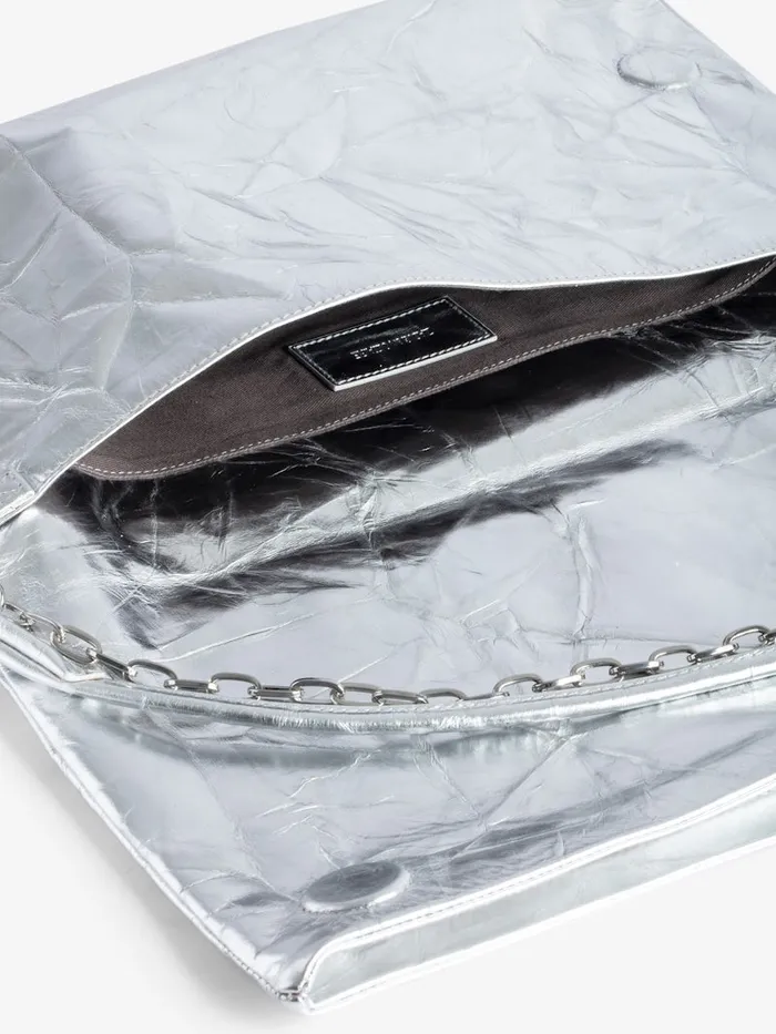 Women Zadig and Voltaire Clutches Rock Eternal XL Metallic Clutch Silver