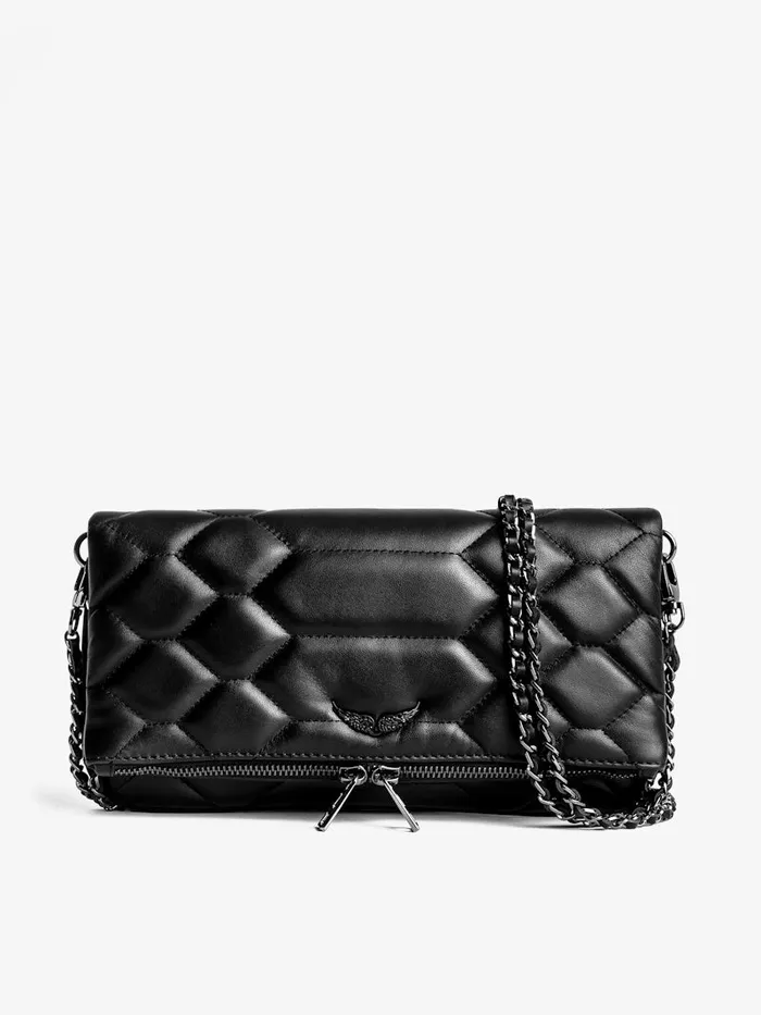 Women Zadig and Voltaire Clutches Rock Mat XL Scale Clutch Black