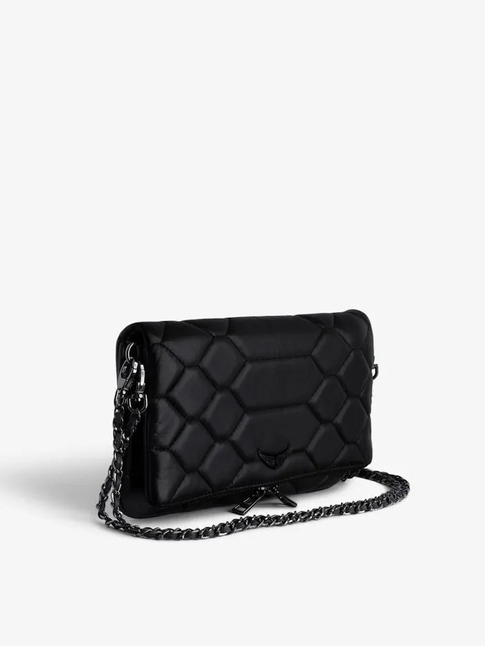 Women Zadig and Voltaire Clutches Rock Mat XL Scale Clutch Black