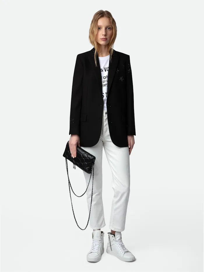Women Zadig and Voltaire Clutches Rock Mat XL Scale Clutch Black