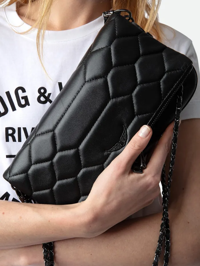 Women Zadig and Voltaire Clutches Rock Mat XL Scale Clutch Black