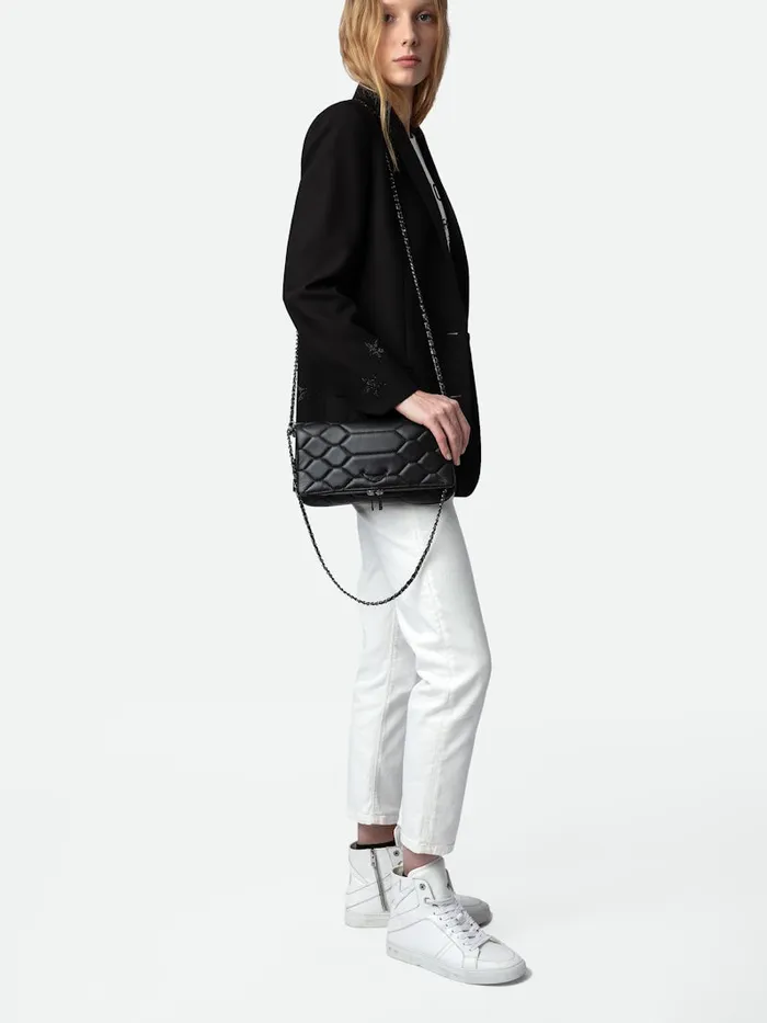 Women Zadig and Voltaire Clutches Rock Mat XL Scale Clutch Black