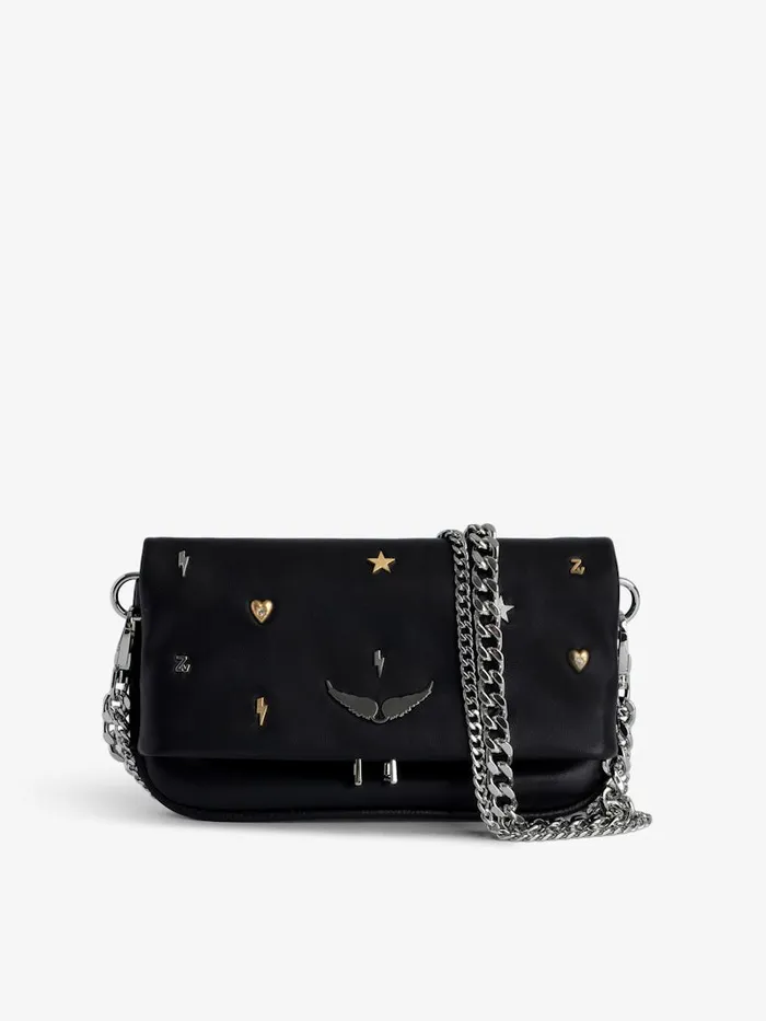Women Zadig and Voltaire Clutches Rock Nano Lucky Charms Clutch Black