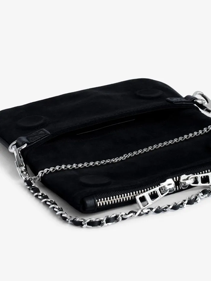 Women Zadig and Voltaire Clutches Rock Nano Suede Clutch Black