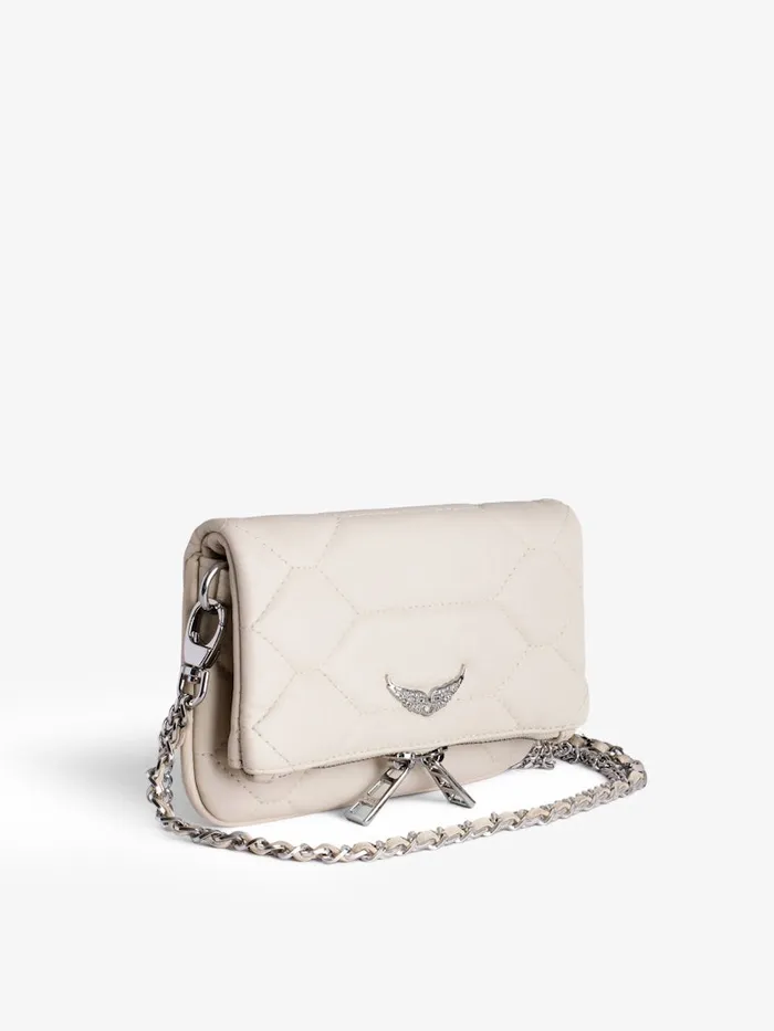 Women Zadig and Voltaire Clutches Rock Nano XL Mat Scale Bag Flash