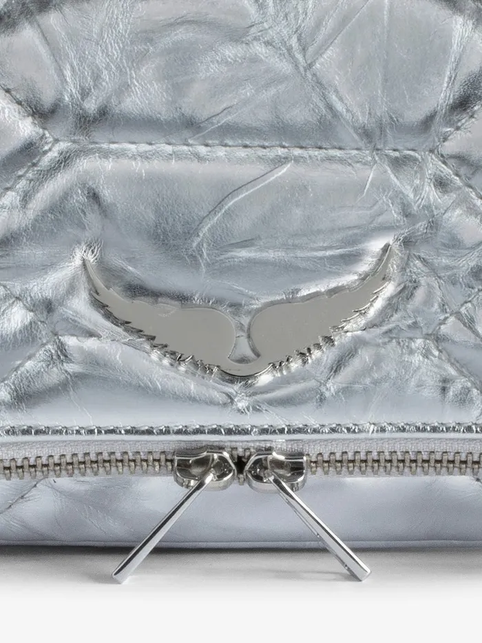 Women Zadig and Voltaire Clutches Rock Quilted Metallic Clutch Silver
