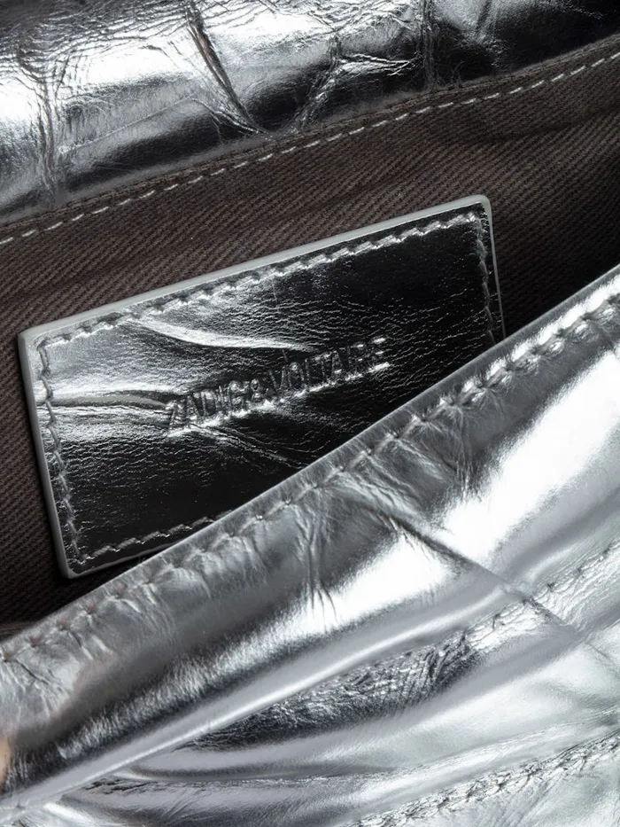 Women Zadig and Voltaire Clutches Rock Quilted Metallic Clutch Silver