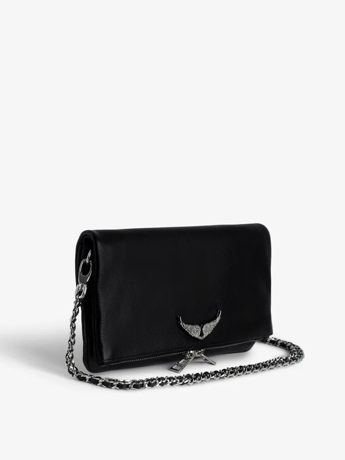 Women Zadig and Voltaire Clutches Rock Swing Your Wings Clutch Black Silver Women Zadig and Voltaire Clutches Rock Swing Your Wings Clutch Black Silver