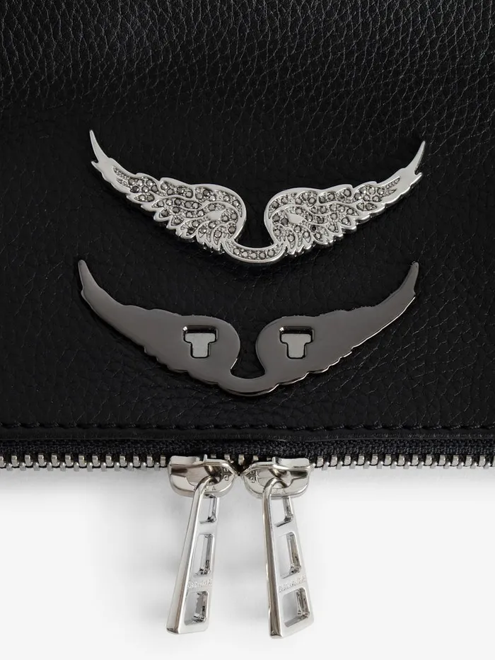 Women Zadig and Voltaire Clutches Rock Swing Your Wings Clutch Black Silver Women Zadig and Voltaire Clutches Rock Swing Your Wings Clutch Black Silver