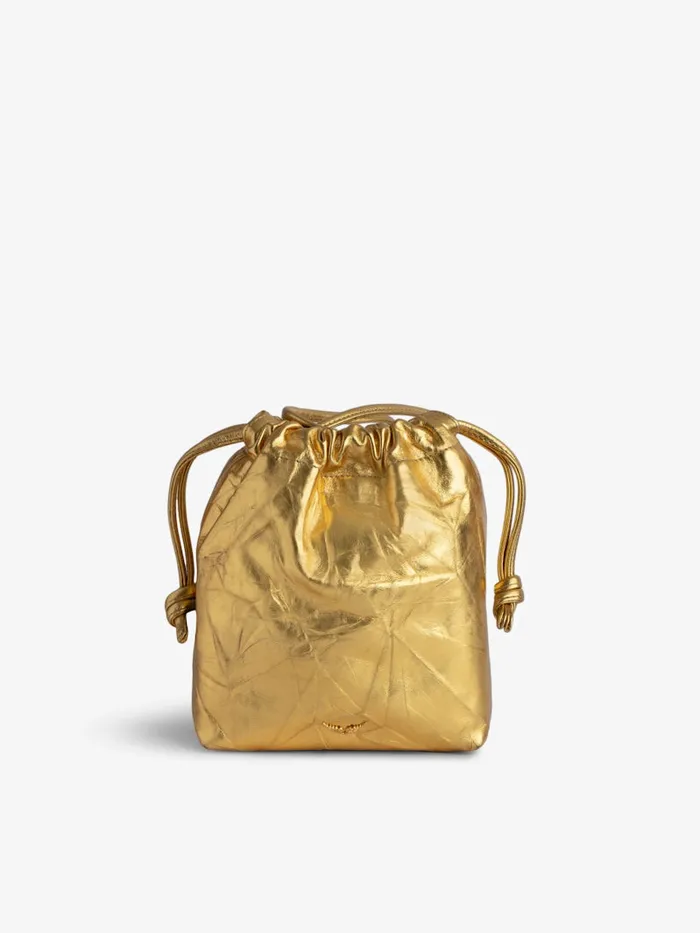Women Zadig and Voltaire Clutches Rock To Go Metallic Bag Gold