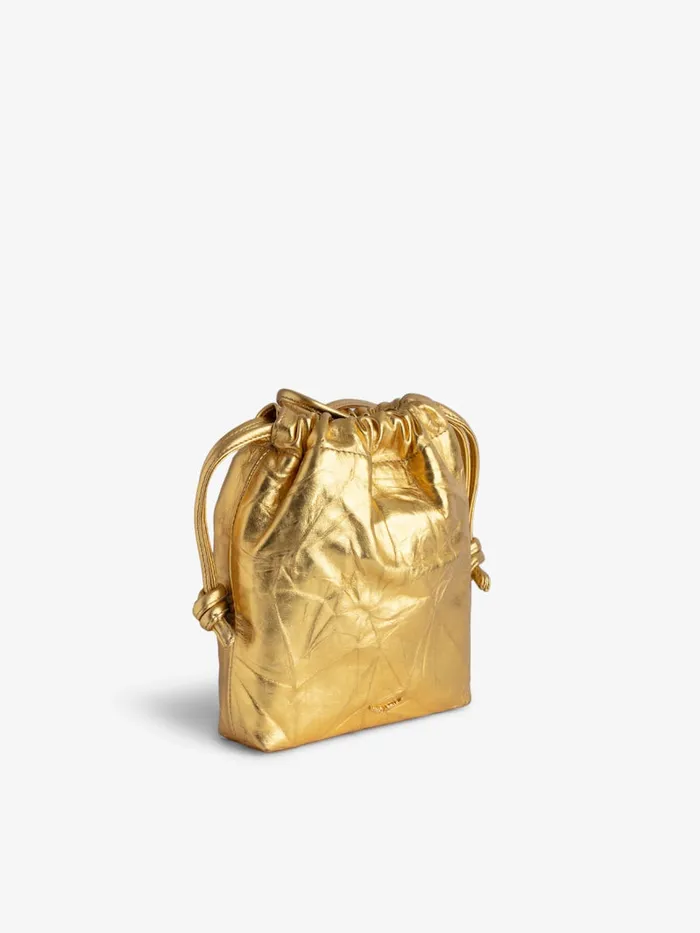 Women Zadig and Voltaire Clutches Rock To Go Metallic Bag Gold