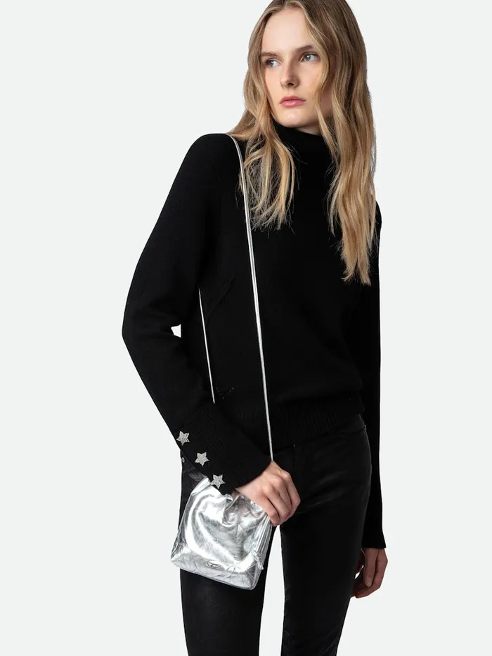 Women Zadig and Voltaire Clutches Rock To Go Metallic Bag Silver