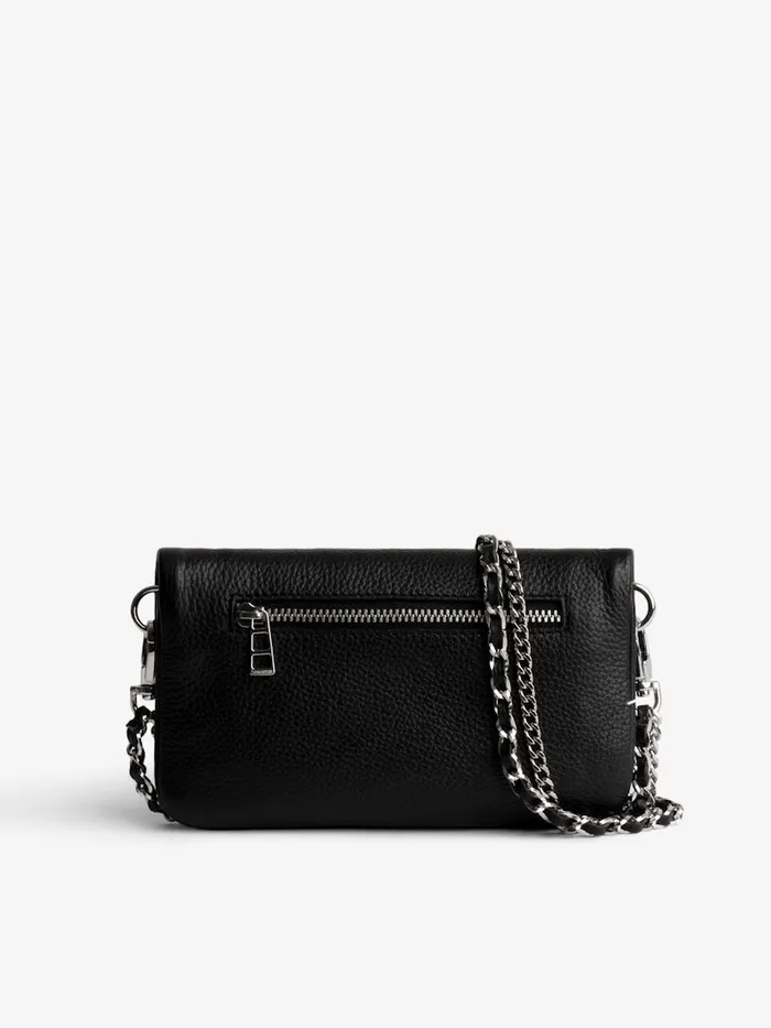 Women Zadig and Voltaire Clutches Swing Your Wings Rock Nano Clutch Noir Silver