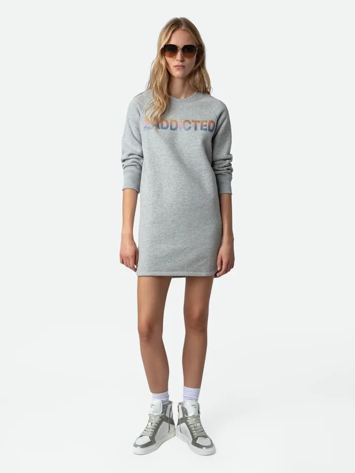 Women Zadig and Voltaire Dresses and Skirts Diaz Glitter Dress Gris Chine Clair