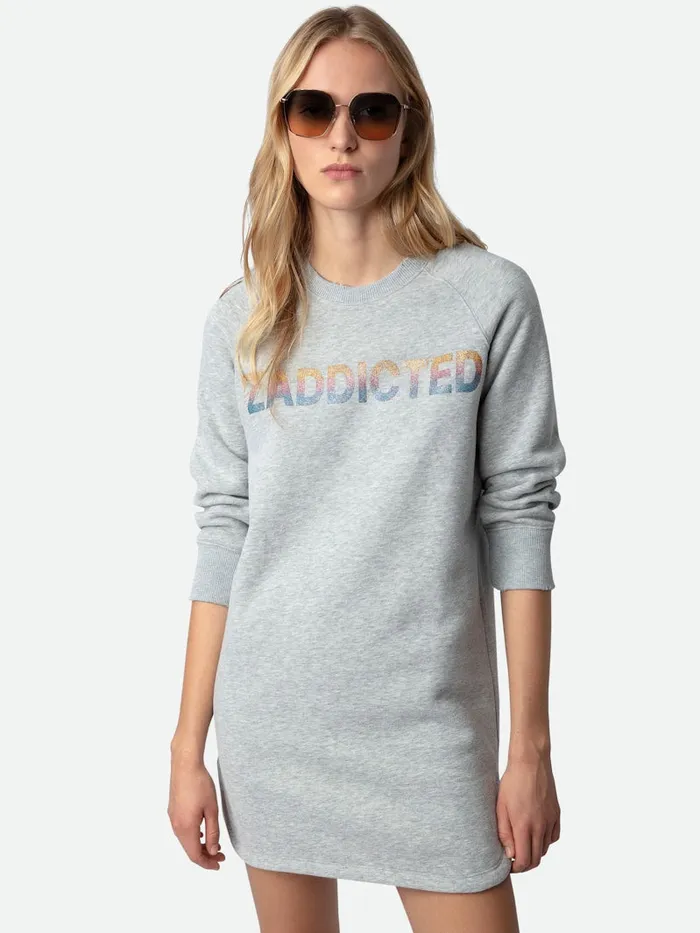 Women Zadig and Voltaire Dresses and Skirts Diaz Glitter Dress Gris Chine Clair