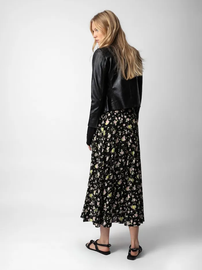 Women Zadig and Voltaire Dresses and Skirts Joyo Soft Crinkle Roses Skirt Black