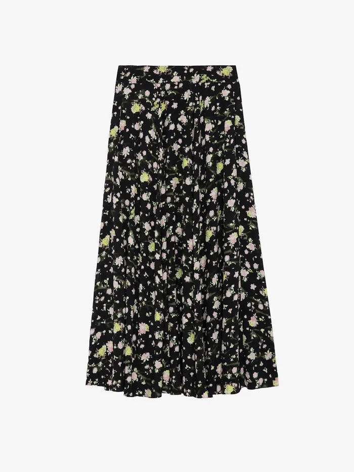 Women Zadig and Voltaire Dresses and Skirts Joyo Soft Crinkle Roses Skirt Black